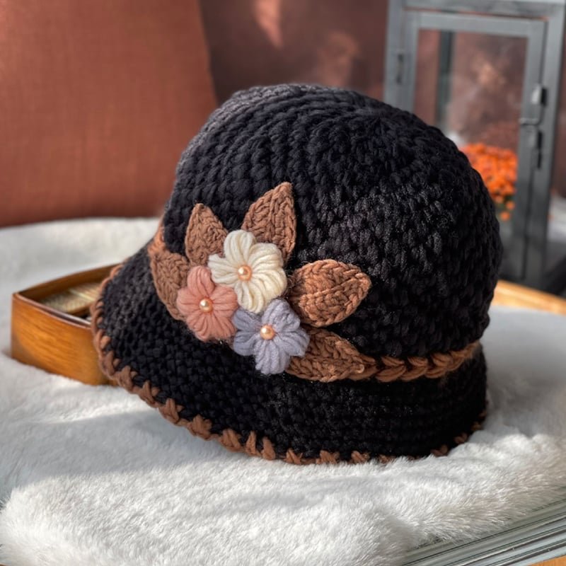 0b8367cf034c06371b1001ee36f6fd77d4dc0fb9.jpeg Women's Flowers Knitted Woolen Hat - Image 1