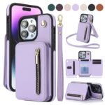 ​🏆Flash Sale⚡Wallet Case for iPhone 15/14/13/12 - PU Leather Flip Cover with Card Slots, Wrist Strap & Crossbody Lanyard (All Models)