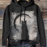 🔥🔥Halloween Vintage Cat Drawstring Sweatshirt